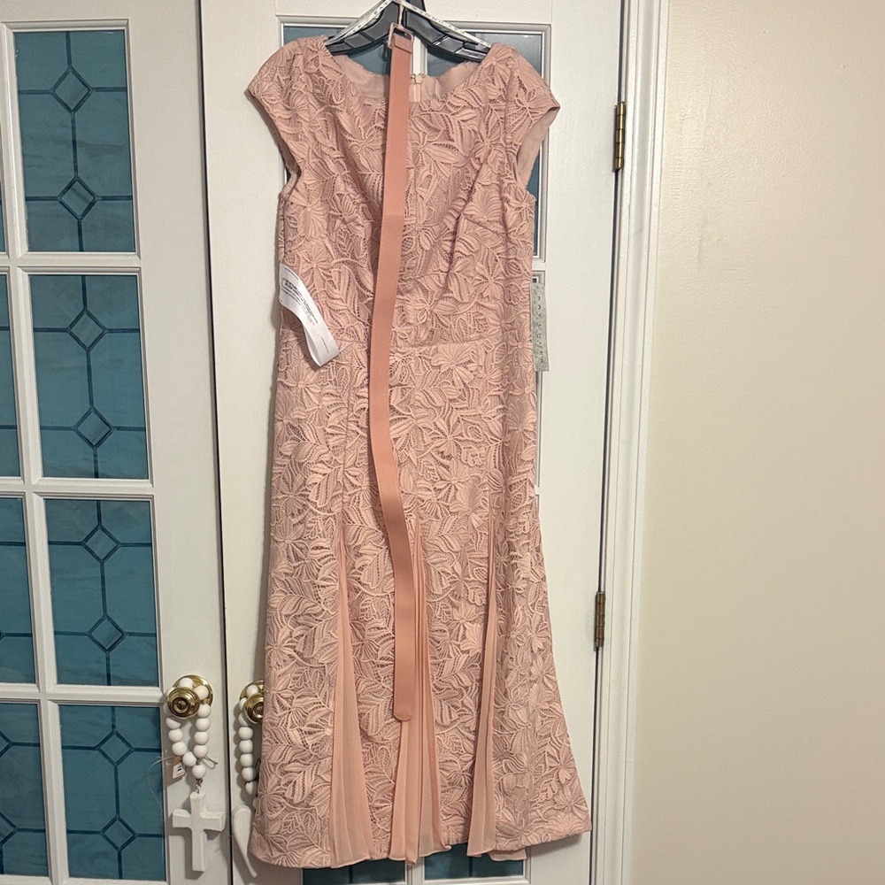 Kay Unger Blush Pink High-Low Lace Dress